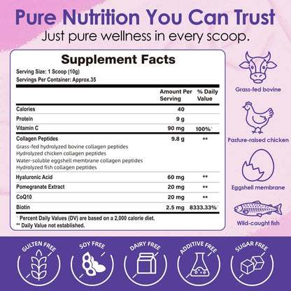 FoodiMed Multi Collagen Peptides Powder - Hydrolyzed Collagen with Vitamin C, Hyaluronic Acid & Biotin – Skin, Hair, Nails, Joint & Anti-Aging Support, 35 Servings