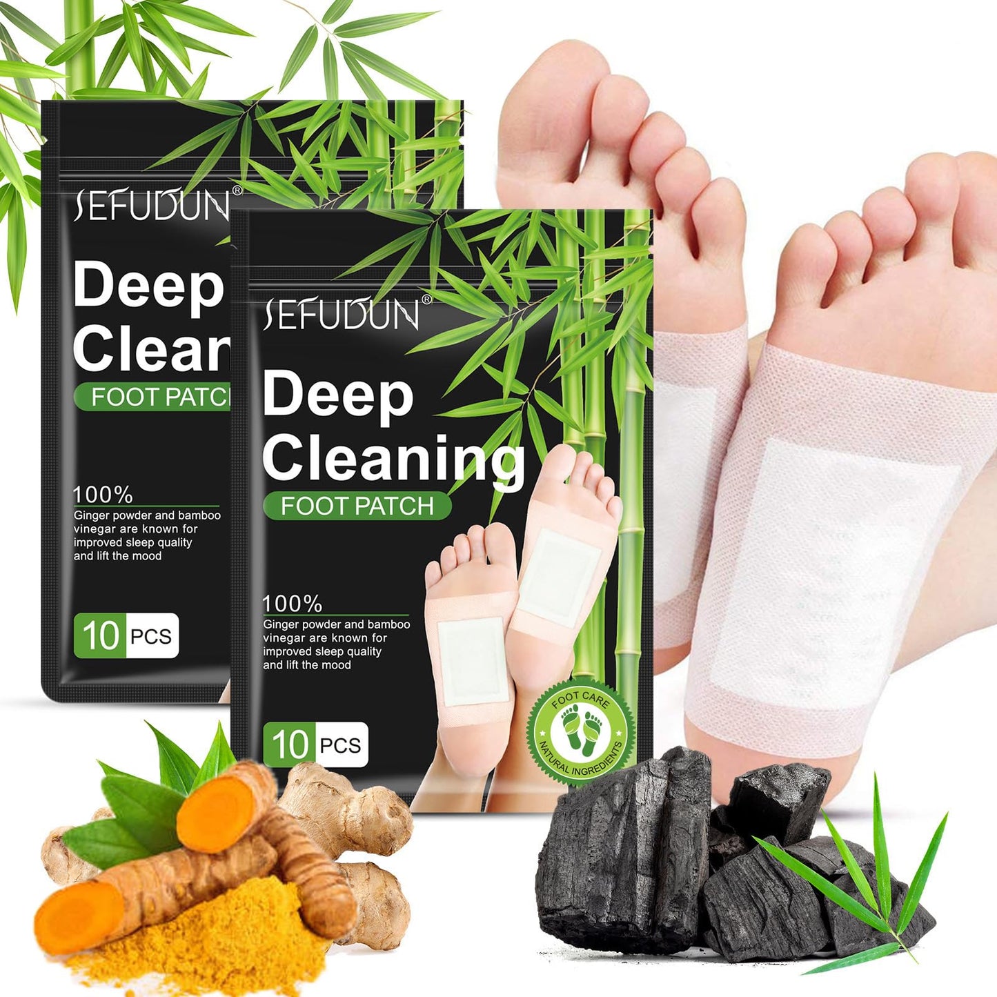20Pcs Ginger Bamboo Vinegar Foot Pads for Deep Cleansing & Foot Care