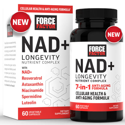 Force Factor NAD+ Longevity Nutrient Complex with Resveratrol, Astaxanthin & Spermidine – 60 Capsules
