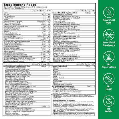 FORCE FACTOR Smarter Greens + Energy Powder – Lemon Lime, 90 Servings