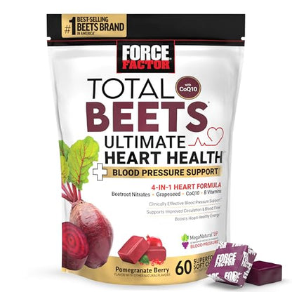 FORCE FACTOR Total Beets Ultimate Heart Health Chews – Blood Pressure Support & Circulation