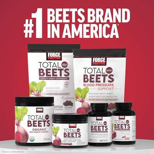 FORCE FACTOR Total Beets Ultimate Heart Health Chews – Blood Pressure Support & Circulation