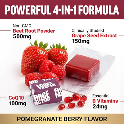 FORCE FACTOR Total Beets Ultimate Heart Health Chews – Blood Pressure Support & Circulation