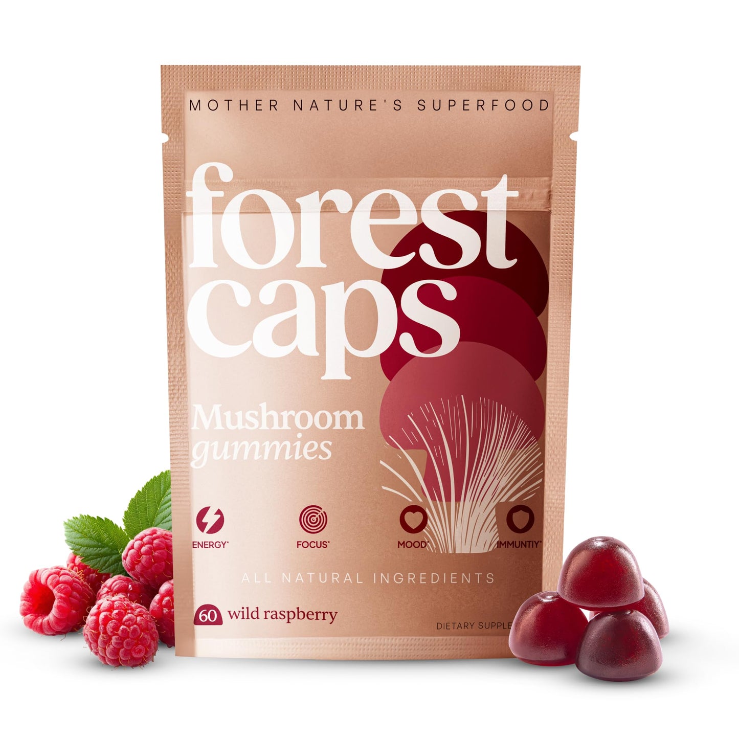 Forest Caps Mushroom Gummies – Lion’s Mane, Reishi & Cordyceps