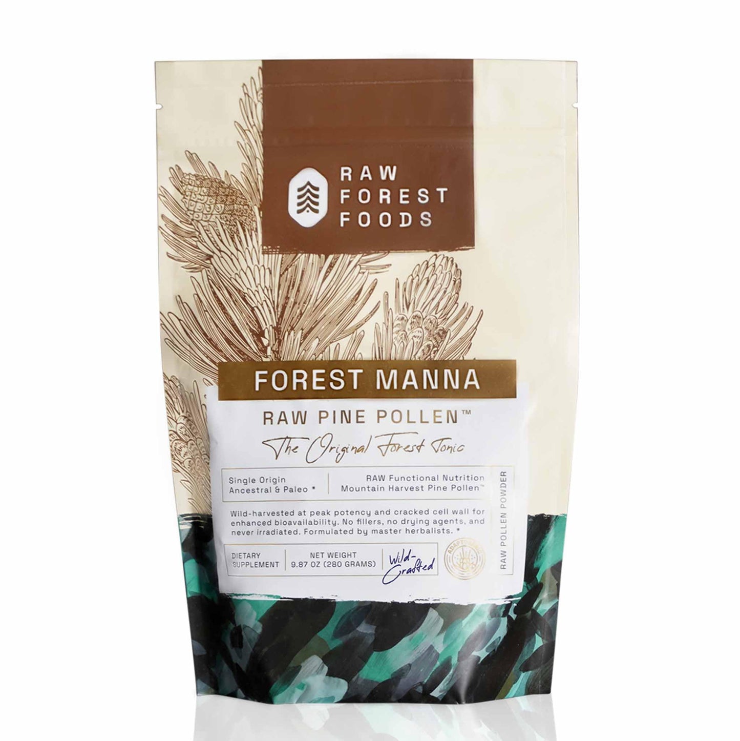 Forest Manna RAW Pine Pollen Powder – Adaptogenic Nutrition | Single Origin, 280g Pouch