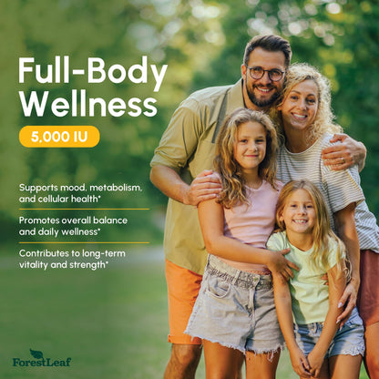 ForestLeaf Vitamin D3 5000 IU - 180 Count | Immune, Bone & Teeth Support