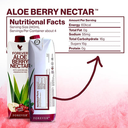 Forever Living Aloe Berry Nectar 1L – 90.7% Pure Aloe Vera, Cranberries & Apples | No Preservatives