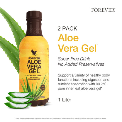 Forever Living Forever Aloe Vera Gel – 99.7% Pure Inner Leaf, Preservative-Free, 2 x 33.8 fl oz
