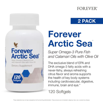 Forever Arctic Sea Omega-3 – EPA & DHA, Gluten-Free, 240 Softgels (Pack of 2)