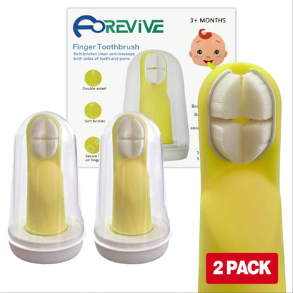 FOREVIVE Finger Toothbrush for Toddlers (1-3) - 2 Pack Silicone Toothbrush with Travel Case