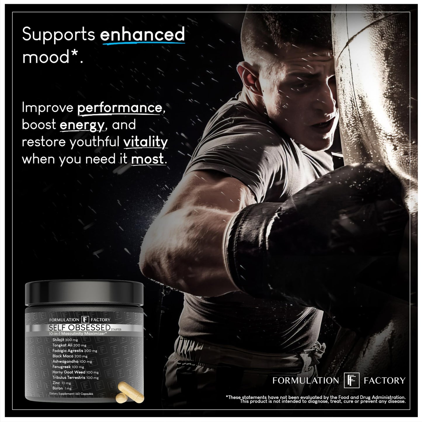 Formulation Factory Self Obsessed - 10-in-1 Masculinity Maximizer, 180 Count (Pack of 3)