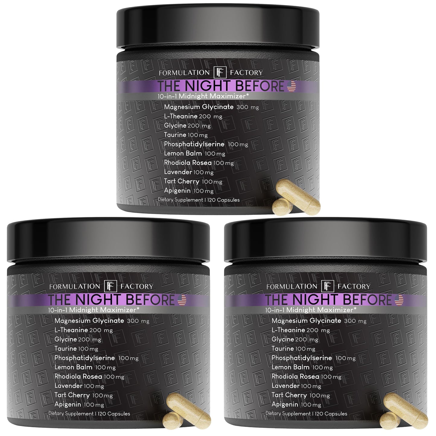 Formulation Factory The Night Before 10-in-1 Midnight Maximizer Sleep Supplement — Magnesium Glycinate, L-Theanine & More (360 Capsules, 6 Months)