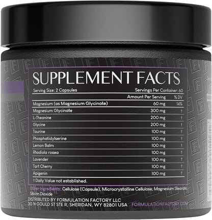 Formulation Factory The Night Before 10-in-1 Midnight Maximizer Sleep Supplement — Magnesium Glycinate, L-Theanine & More (360 Capsules, 6 Months)