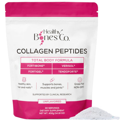 Healthy Bones Co. FORTIBONE Premium Bone Health Collagen Peptides with FORTIGEL, VERISOL & TENDOFORTE | 30 Servings