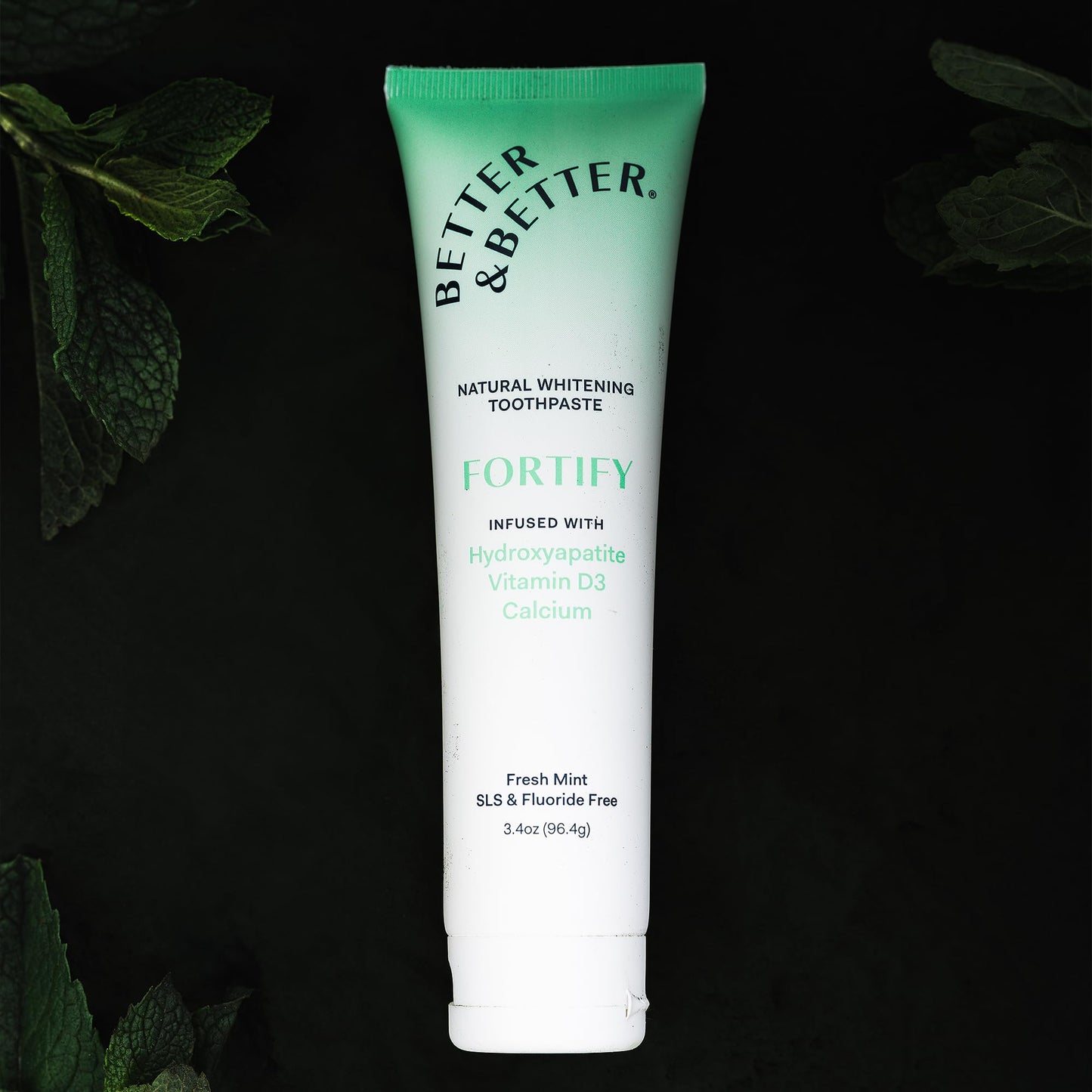 Fortify Hydroxyapatite Toothpaste | Vitamin D & Calcium, SLS & Fluoride Free | Vegan Whitening | Fresh Mint 3.4oz