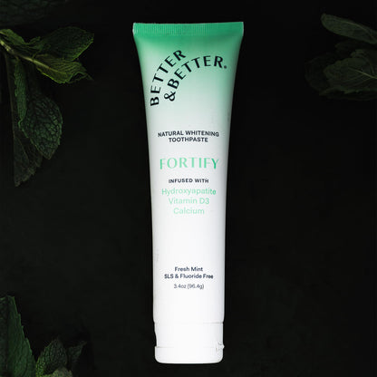 Fortify Hydroxyapatite Toothpaste | Vitamin D & Calcium, SLS & Fluoride Free | Vegan Whitening | Fresh Mint 3.4oz