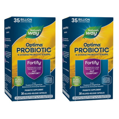 Nature's Way Fortify Optima Probiotic for Adults – 35 Billion CFUs, 15 Strains, 30 Capsules (2-Pack) – No Refrigeration
