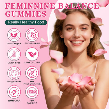 FOUBUS Vital Source Premium Feminine Balance Gummies | 120 Gummies (60 Servings) – Pineapple, Vegan, Gluten-Free