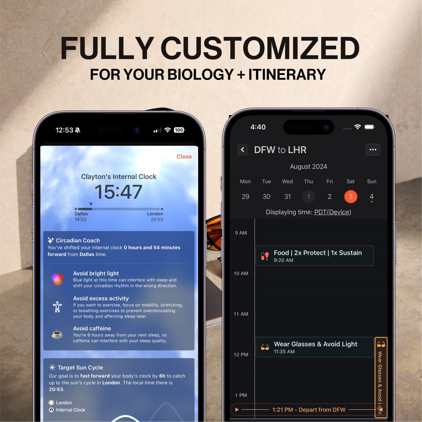 Fount Flykitt Jet Lag Prevention System – App-Controlled Supplements & Blue Light Glasses