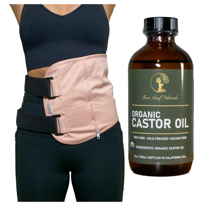 Four Leaf Naturals Organic Castor Oil Pack Wrap Kit – Liver Support, No-Leak Comfort