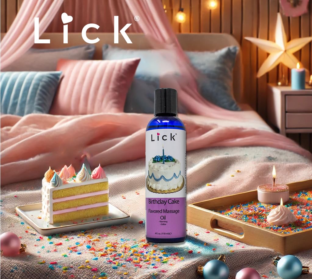 Birthday Cake Flavored Massage Oil – 4 oz | Aromatherapy Vitamin E Skin Moisturizing Oil