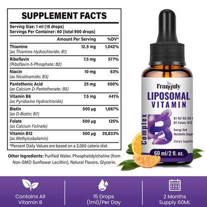 Franguly Liposomal Vitamin B Complex Liquid | High Absorption B-Complex