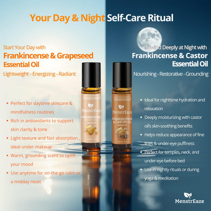 Frankincense & Grapeseed Essential Oil Roll-On – Therapeutic Grade Skincare & Mood Support, 10 ml