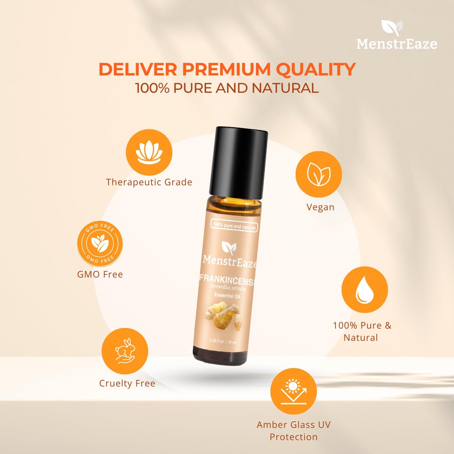Frankincense & Grapeseed Essential Oil Roll-On – Therapeutic Grade Skincare & Mood Support, 10 ml