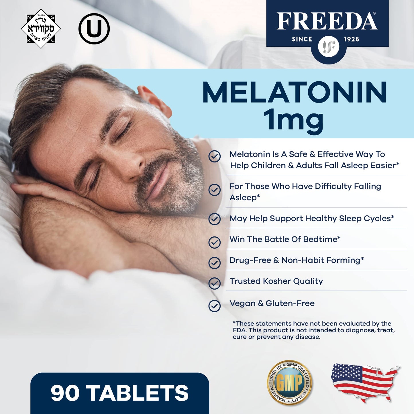FREEDA Melatonin 1 mg Sugar-Free Chewables – Sleep Aid for Adults & Kids 3+