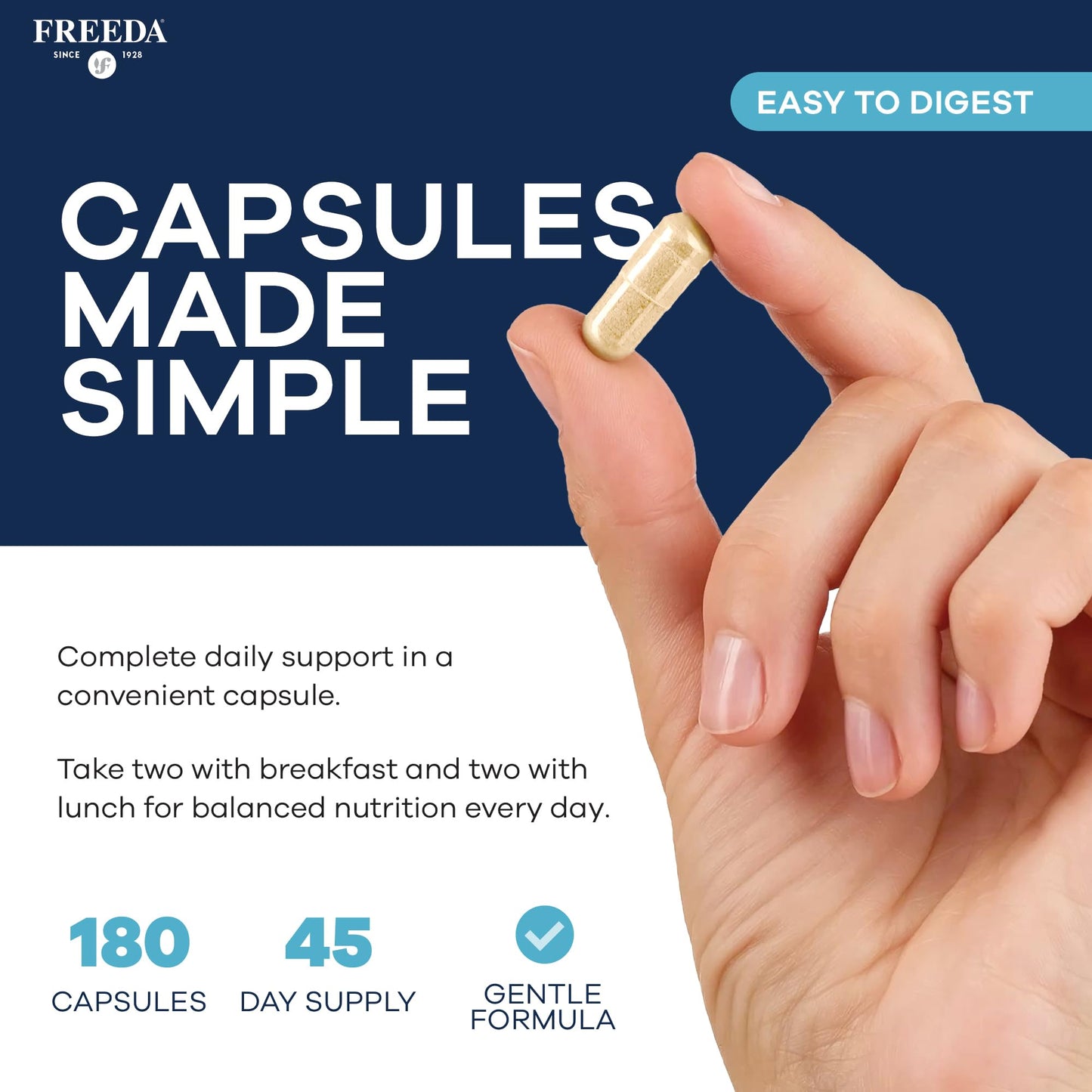 Freeda SCD Multivitamin – Vegan, Gluten-Free Daily Multivitamin for Men & Women | 180 Capsules | SCD Legal