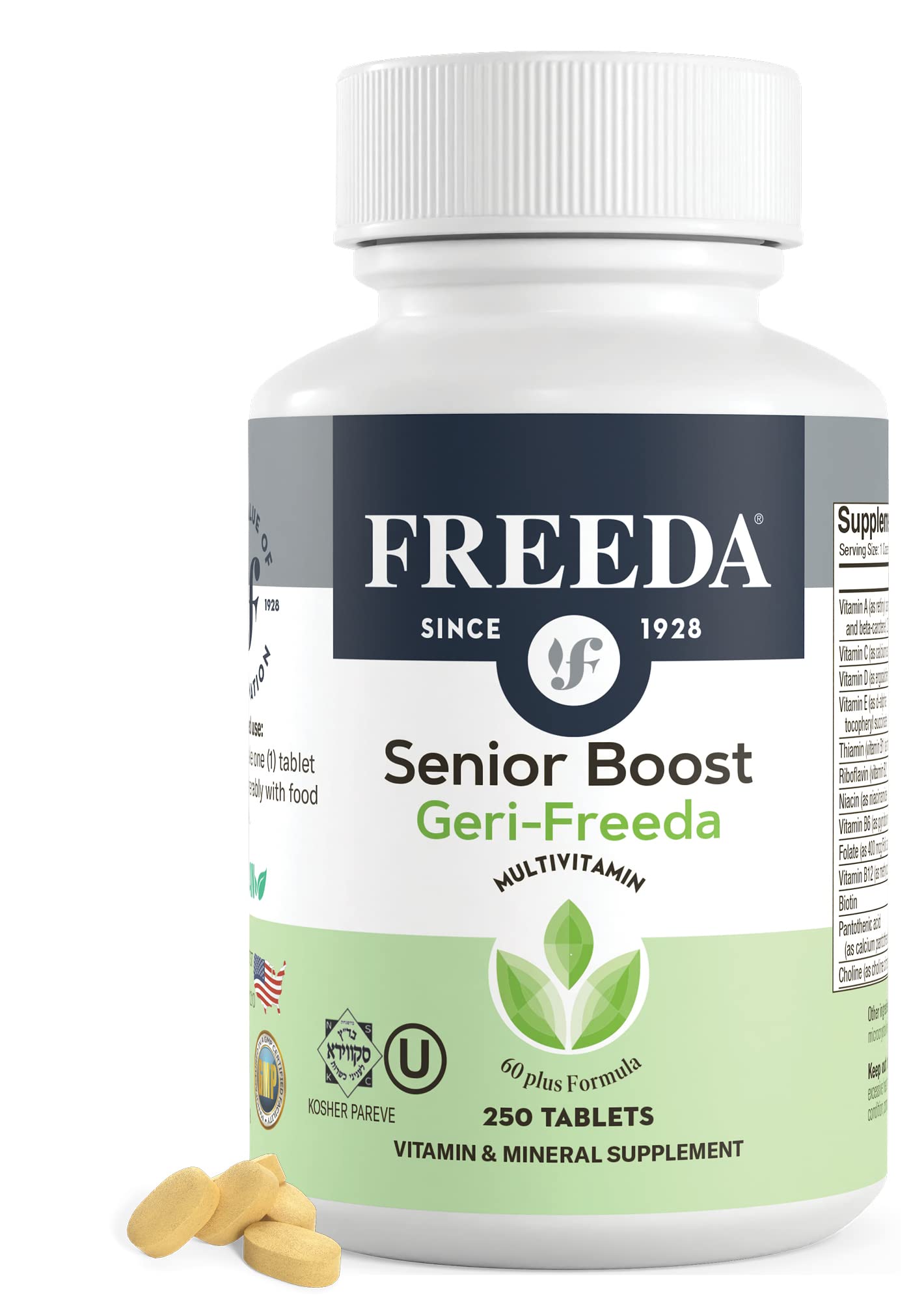 Freeda Senior Multivitamin 60+ – Kosher One Daily Tablet | 250 Count