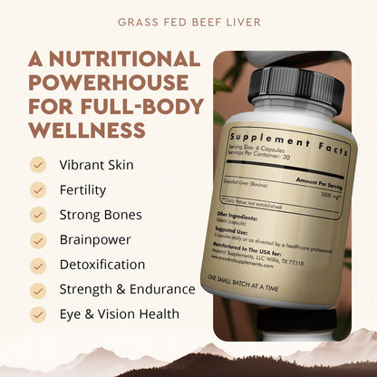 Ancestral Supplements Grass Fed Beef Liver 180 Capsules | Energy, Detox, Digestion, Immunity