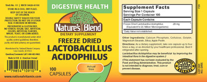 Freeze Dried Lactobacillus Acidophilus 100 Caps | Nature's Blend