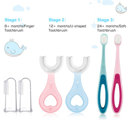 Frerdui 6-in-1 Baby Training Toothbrush Set – Infant to Toddler Oral Care