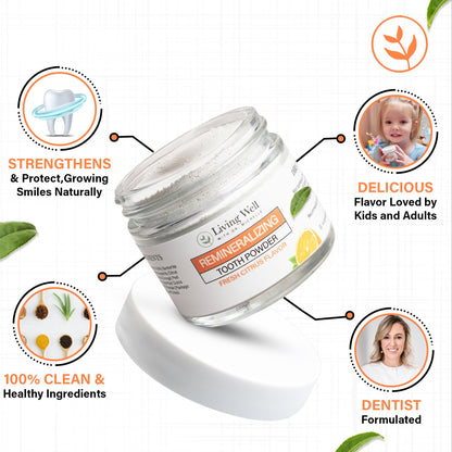 Fresh Citrus Remineralizing Tooth Powder – Fluoride-Free, Hydroxyapatite for Enamel Support