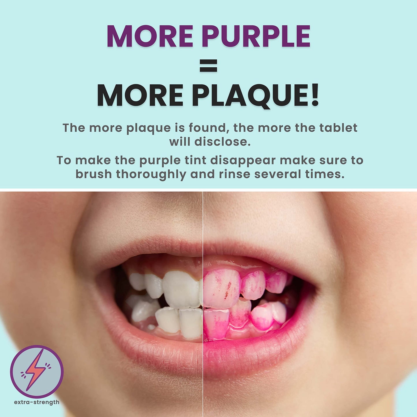 Plaque Disclosing Tablets for Teeth – 96 Count Pack of 2 | Fresh Knight Tru-Clean Purple