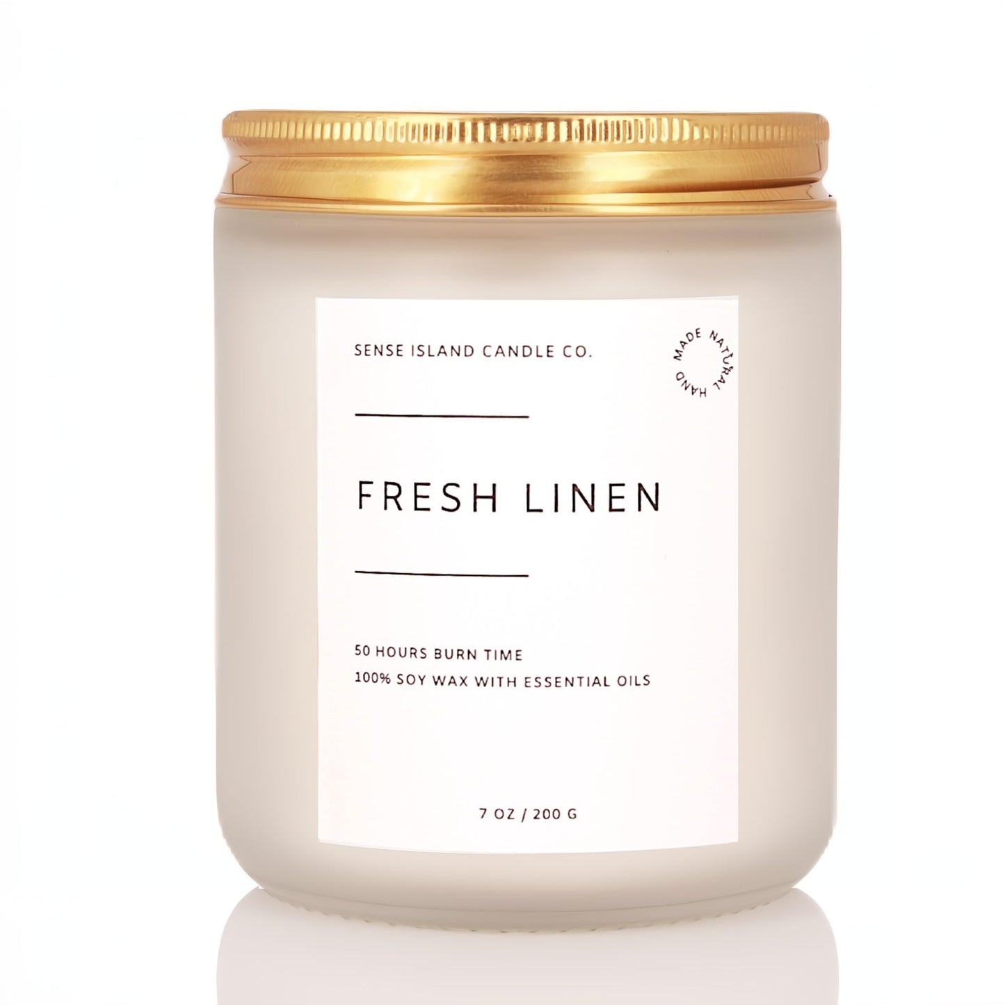 Fresh Linen Scented Soy Candle – 50+ Hr Burn, Natural Wax