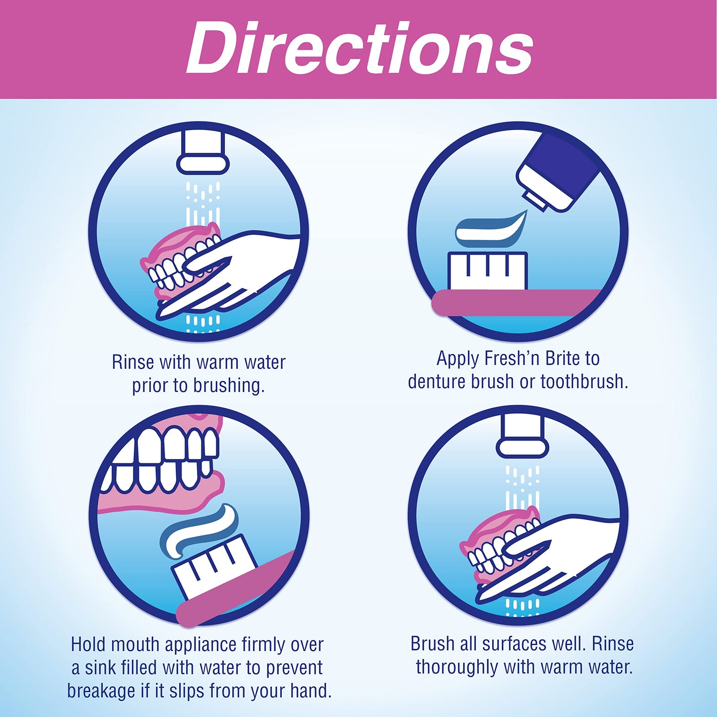 Fresh 'n Brite Denture Cleaning Paste - Pack of 3 (3.8 oz) for Dentures, Removable Partial Dentures, Retainers & Mouthguards | Stain Removal