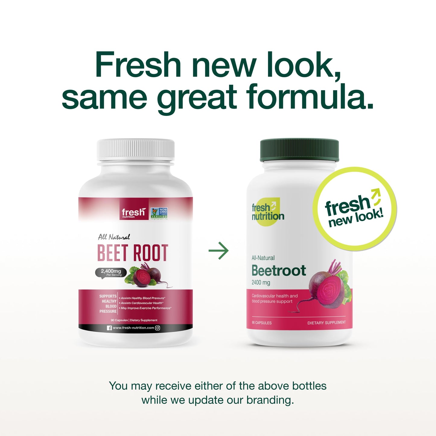 Fresh Nutrition Organic Beet Root Capsules – 2400mg Potent, Vegan, Gluten-Free (90 Caps x2)