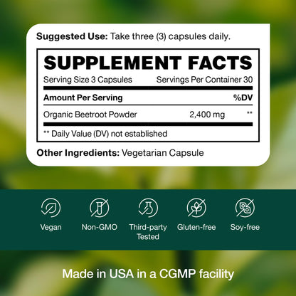 Fresh Nutrition Organic Beet Root Capsules – 2400mg Potent, Vegan, Gluten-Free (90 Caps x2)