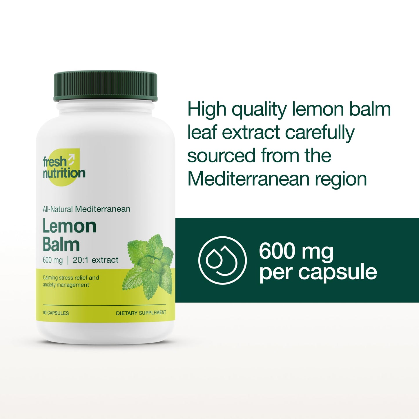 Fresh Nutrition Lemon Balm Extract Capsules Pack of 2 – 600 mg