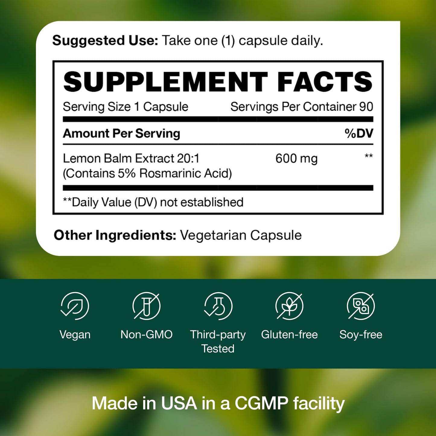 Fresh Nutrition Lemon Balm Extract Capsules Pack of 2 – 600 mg
