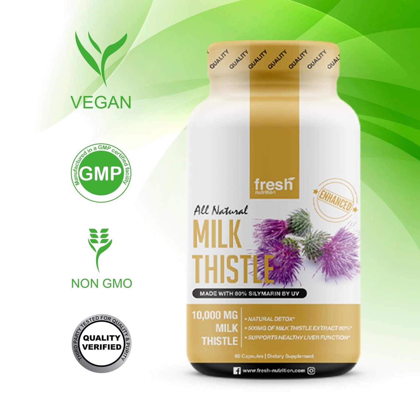 Fresh Nutrition Milk Thistle Capsules 10,000mg - Pack of 2