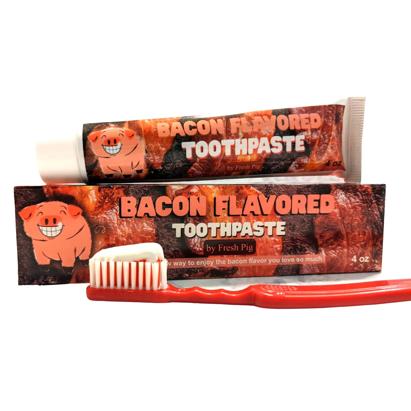 Fresh Pig Bacon Toothpaste – Funny Gag Gift for Bacon Lovers (Fluoride Free)