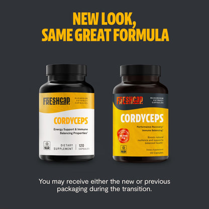 FreshCap Mushrooms Cordyceps Capsules 10,000mg | Energy Support & Nootropic