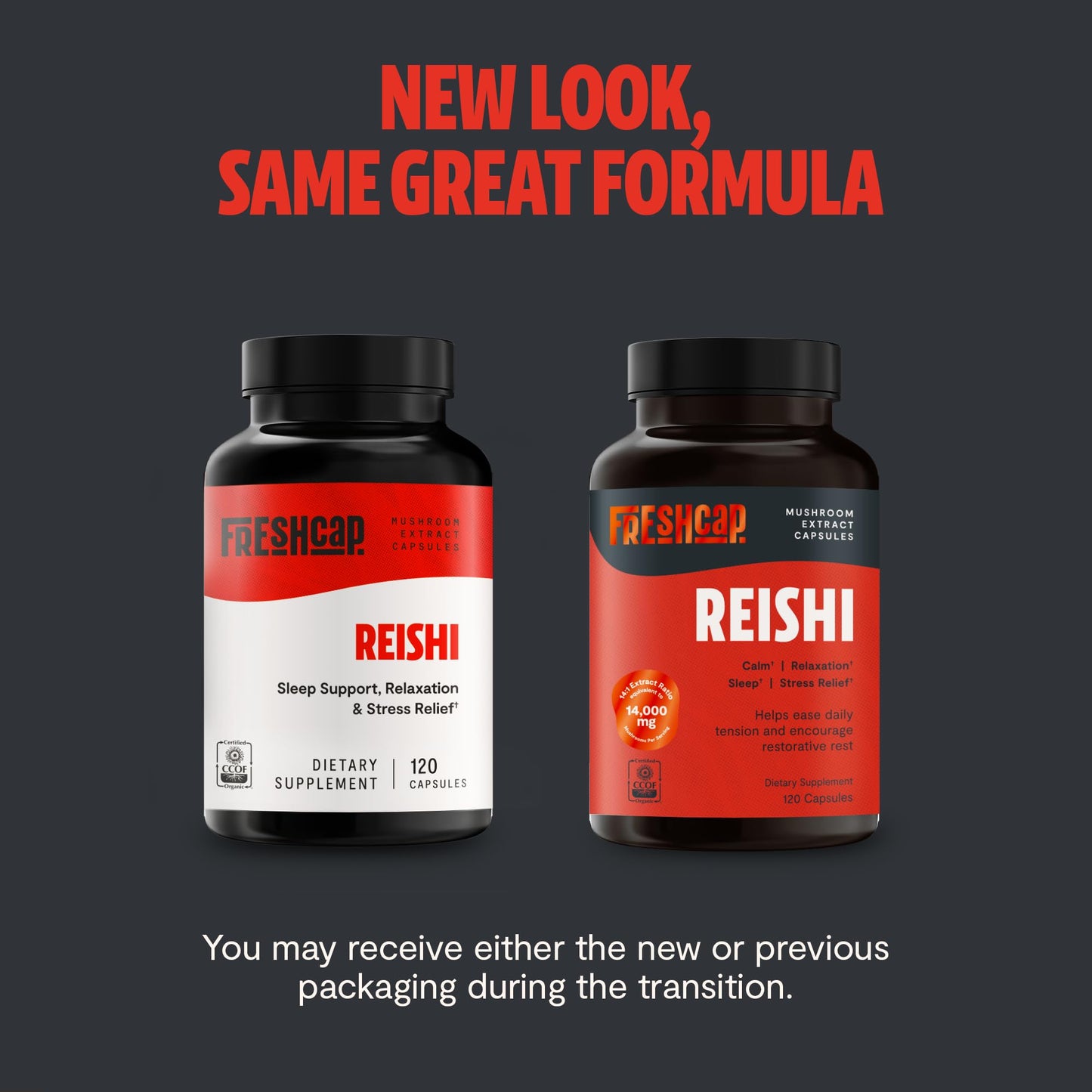 FreshCap Mushrooms Reishi Supplement 14,000mg per Serving | Dual-Extracted Capsules