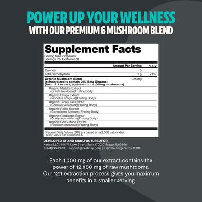 FreshCap Mushrooms Ultimate Mushroom Complex 12,000mg | 120 Capsules