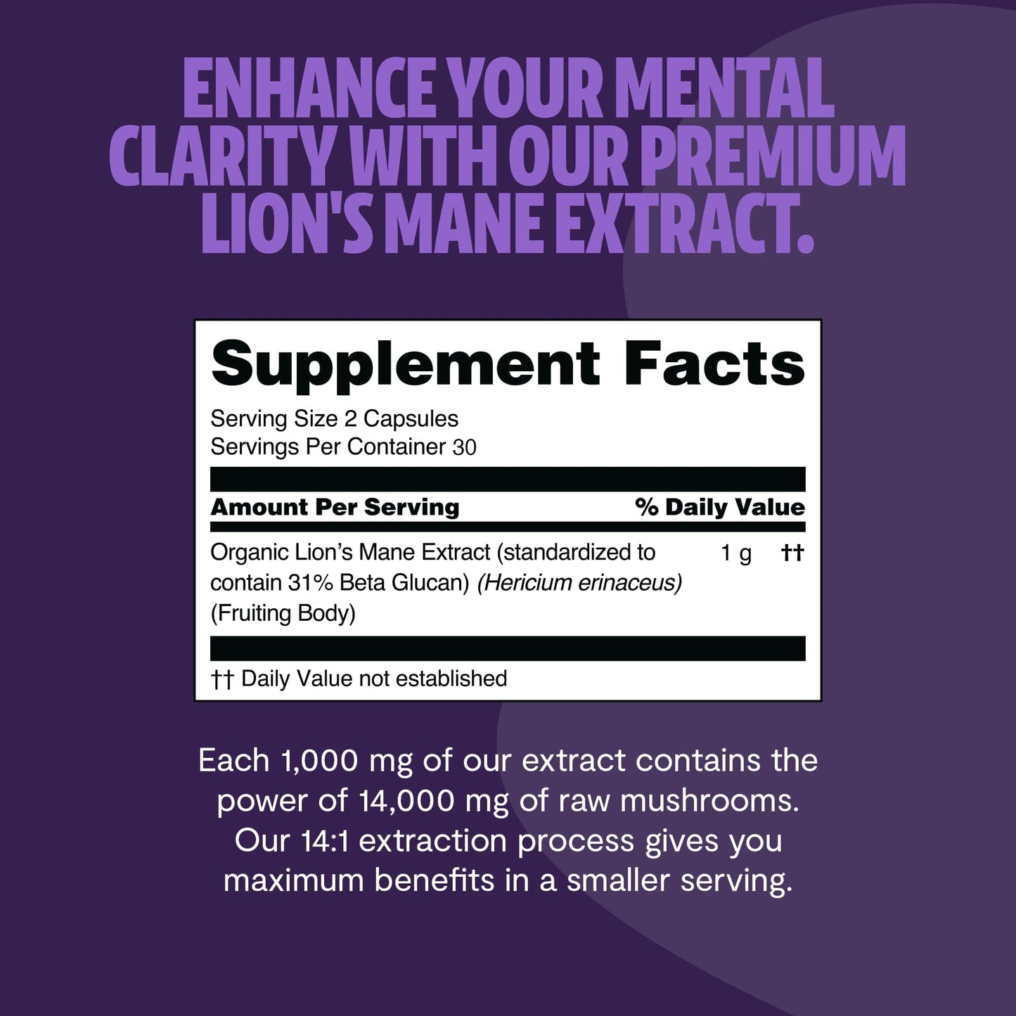FreshCap Lions Mane Supplement Capsules 14,000mg — Brain Support, Memory & Focus (180 Capsules)
