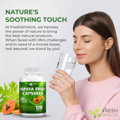 FRESHDRINKUS Papaya Capsules – 120 Papaya Extract, 1000mg/Serving, Vegan, Non-GMO, Gluten-Free