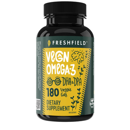 Freshfield Vegan Omega-3 from Algae - Plant-Based DHA + DPA, 3rd-Party Tested